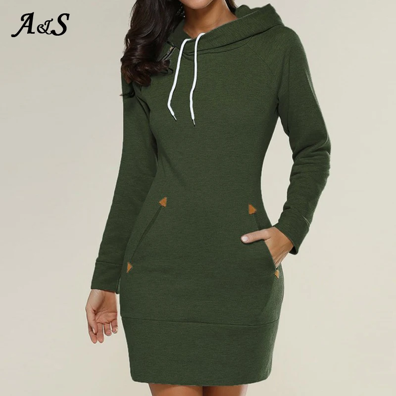 Осеннее платье с капюшоном Anbenser для женщин зимнее женское худи свитшоты платья