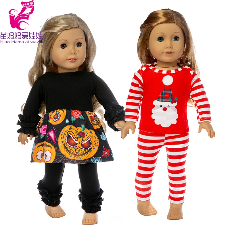 18 дюймовая Одежда для девочек с изображением куклы Рождественский Санта Клаус