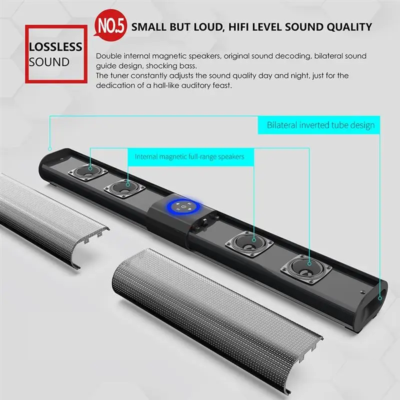 

BS-20 Wireless Bluetooth 5.0 Speaker RGB Soundbar Subwoofer Support TF USB AUX RCA Player FM MP3 HiFi Stereo Speaker