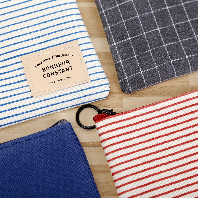 Корейский милый тканевый футляр в полоску для девочек органайзер хранения чехол