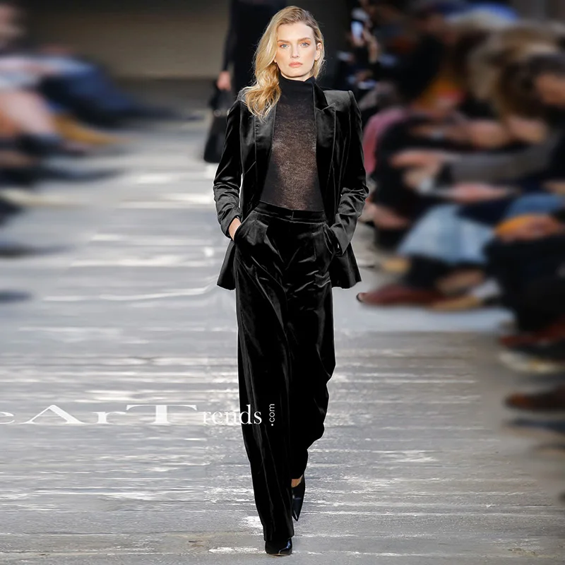 Форма из вельвета женские брючные костюмы комплект 2 предметов приталенный