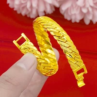 mens snake bone bracelet 24k gold tight link wrist chain bracelet for male cool jewelry