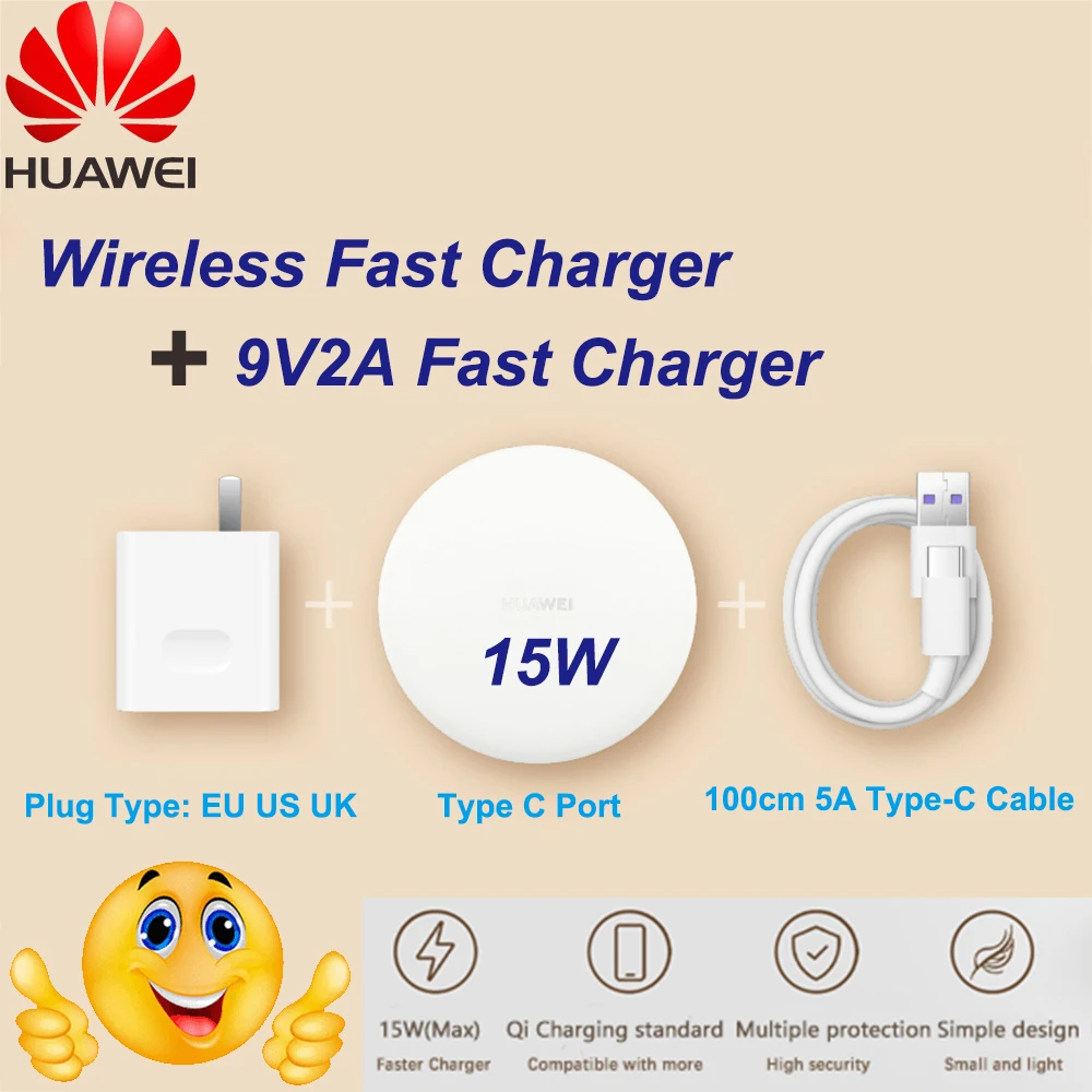 HUAWEI CP60 QI Wireless Charger Original Type C WPC Smart 15W Max Mate 20 Pro RS Compatible for IPhone Samsung Xiaomi | Мобильные