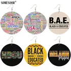 SOMESOOR черные образованные меланин поппин художественные деревянные висячие серьги объединенные американские африканские HBCU печатные женские деревянные петли подарки