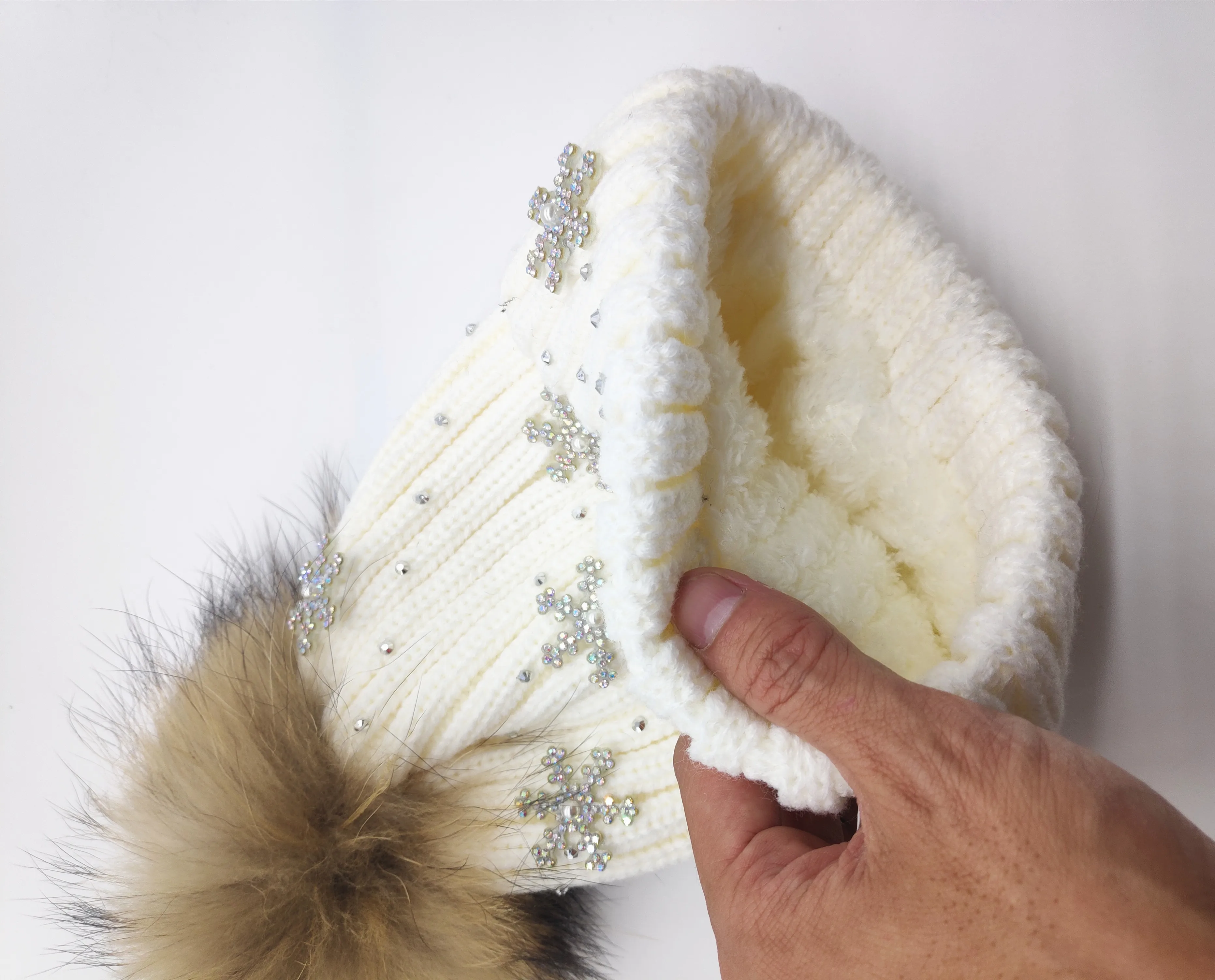 Зимние женские съемные Меховые помпоны вязаные шапки шапка для снега Новые