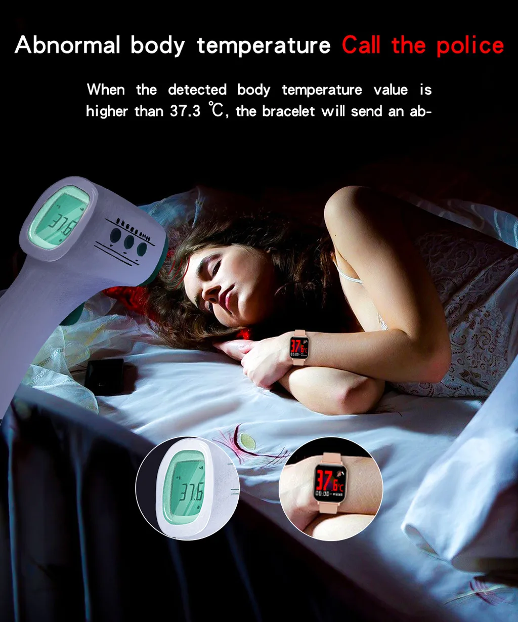 

Free Shipping CARPRIE T68 Smart Bracelet Body Temperature Weather Display Ip67 Sports Waterproof Reloj inteligente de moda