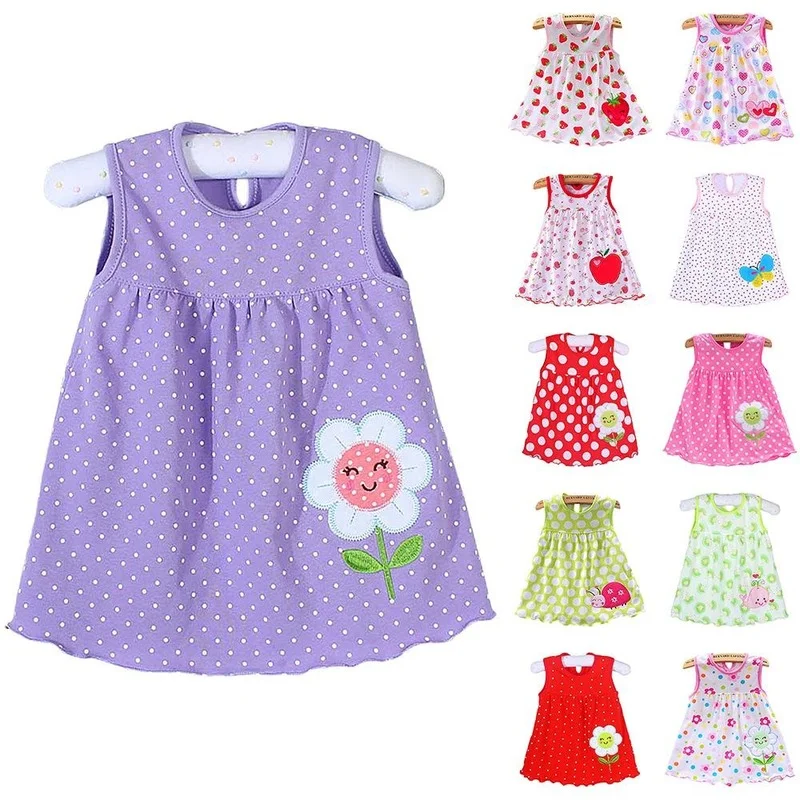 

Baju Budak Perempuan Dress Baby Girl Summer Sleeveless Cooling Round Neck Cute Dot Floral Printed Lovely Wear dress for girls