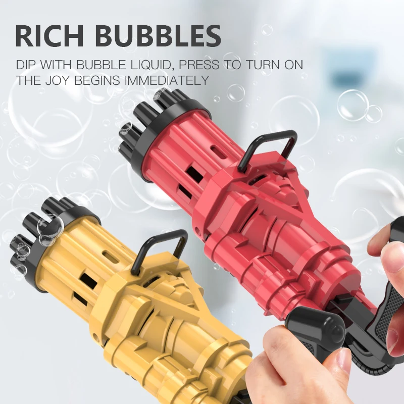 

Kids Automatic Gatling Bubble Gun Toys Summer Soap Water Bubble Machine 2-in-1 Electric Bubble Machine For Children Gift Toys