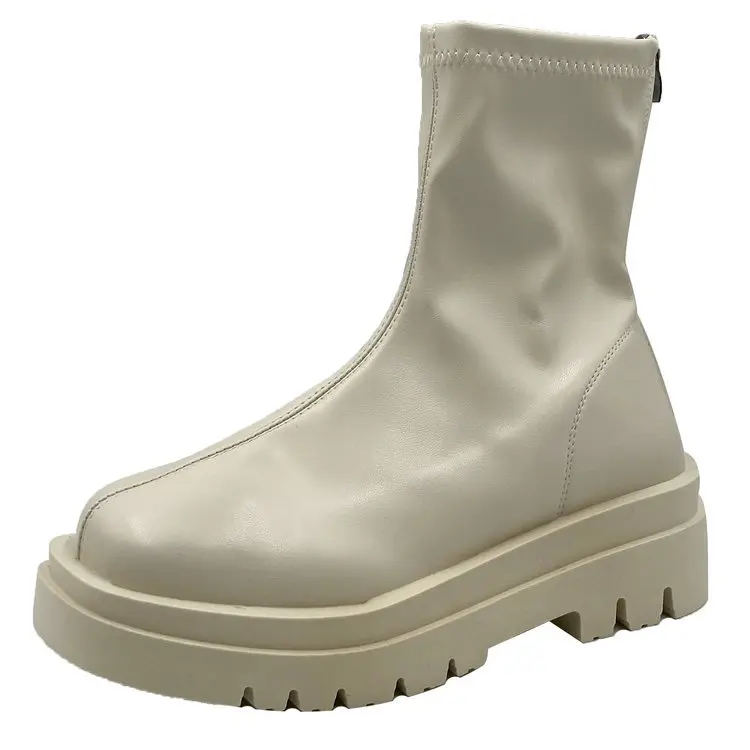 2021 New Autumn and Winter Handsome and Fashionable But Knee-high Boots Thick-soled Soft Surface short Boots Women