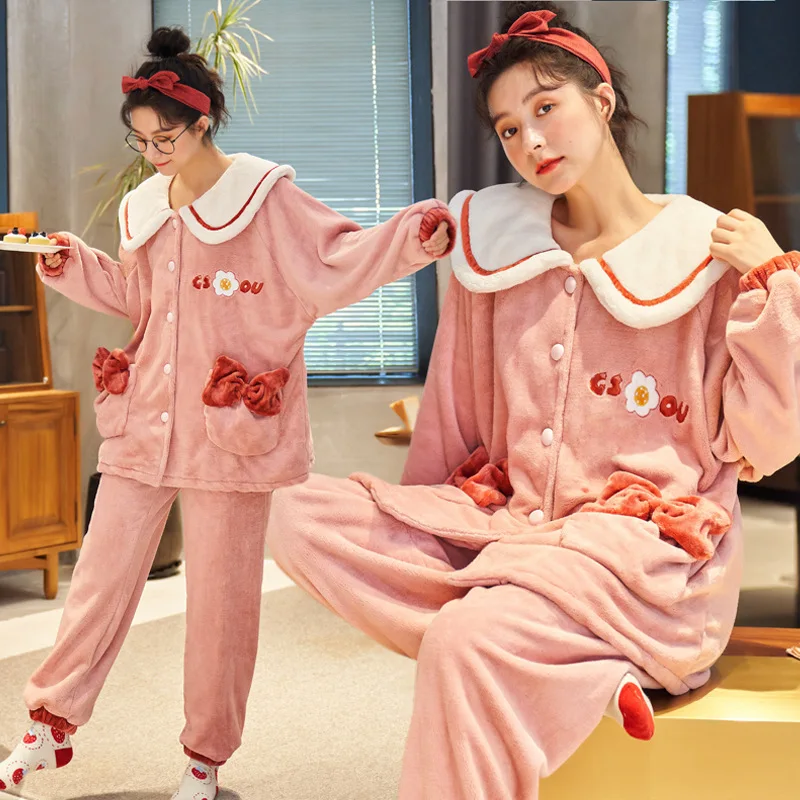 

Autumn and Winter Nightgown Women's Furry Student Dormitory Home Clothes Thickened To Keep Warm Sleepwear Women Loungewear