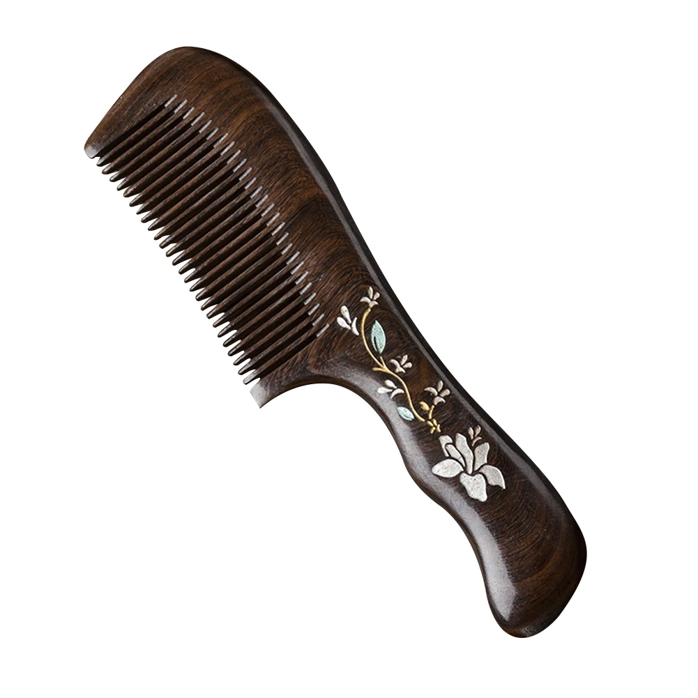 Женская длинная гребень из сандалового дерева с тонкими зубьями для волос без