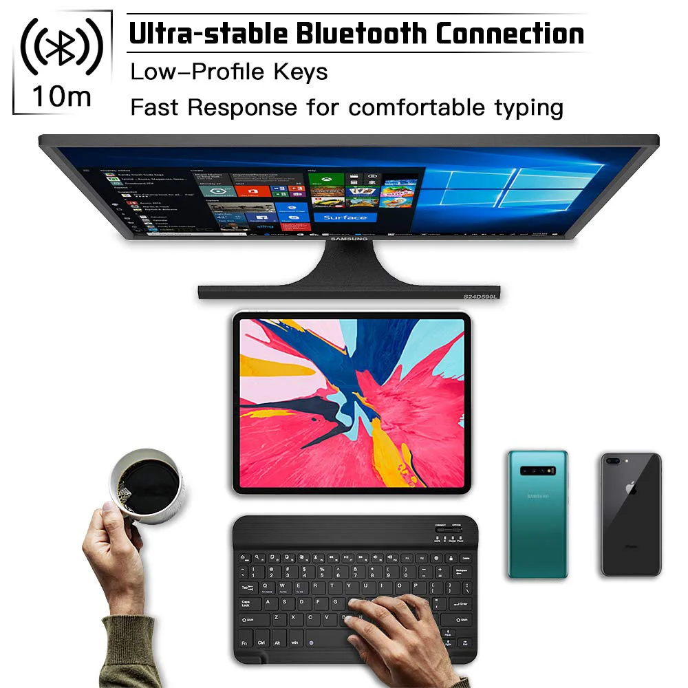 Беспроводная Bluetooth клавиатура портативная ультра тонкая клавиатура с перезаряжаемой батареей для iOS Android Windows для iPad смартфона
