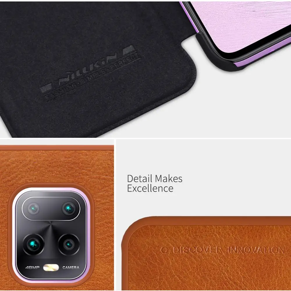 

For Xiaomi Redmi 10X Pro 5G Flip Case NILLKIN QIN Series Flip Leather Cover For Redmi 10X Pro 5G with wake/Sleep Function