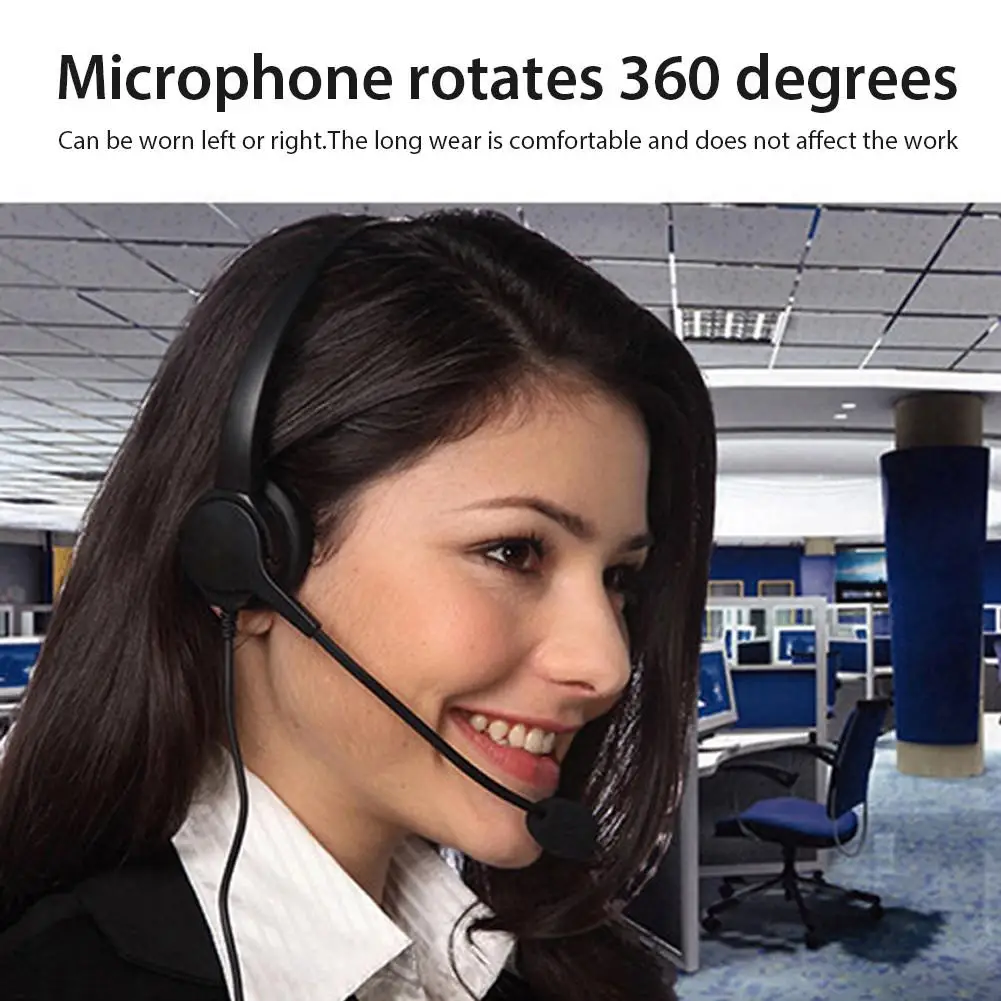

USB Headset Unilateral Comfortable Wired Call Centre Office Headphones With 360 Degrees Rotation Microphone
