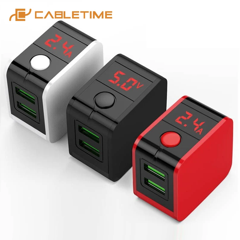 USB зарядное устройство CABLETIME 12 Вт быстрая зарядка светодиодная подсветка 2 4 А