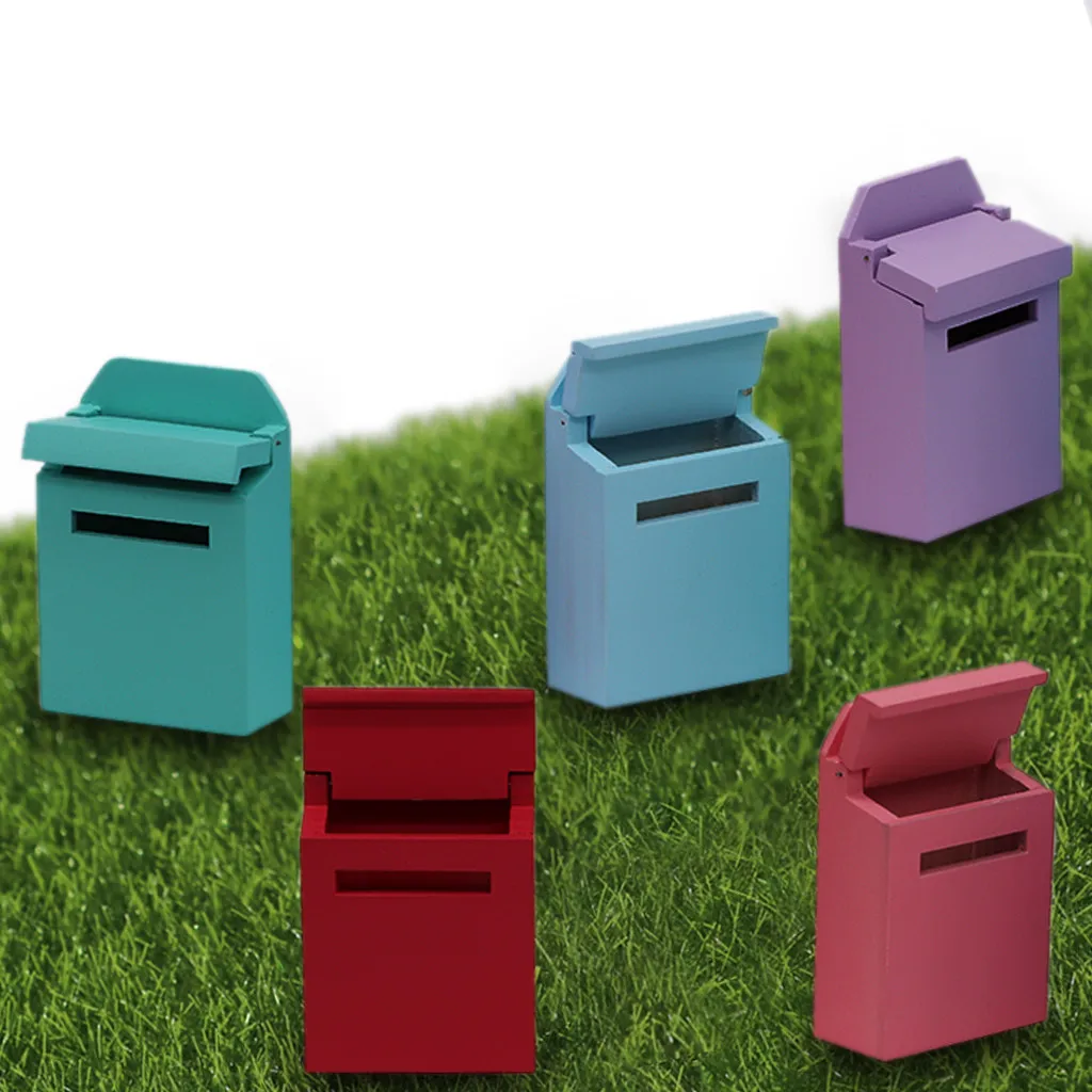 Миниатюрная деревянная мебель цветной наружный почтовый ящик для 1:12 кукольный