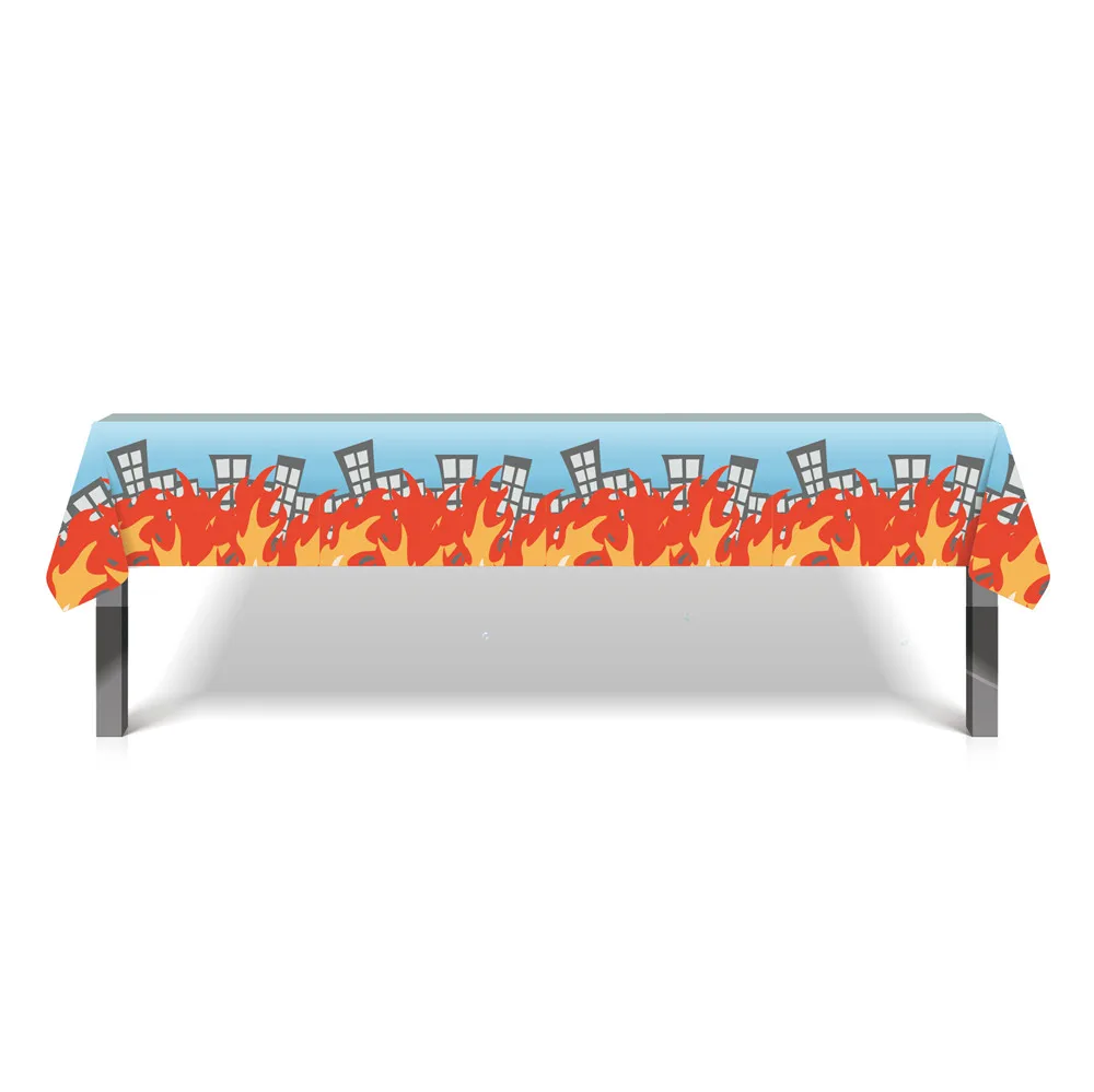 

130*220cm Cool Fireman Tablecloth Party Decorations Cartoon Firefighter Disposable Tablecover Kids Happy Birthday Party Favors