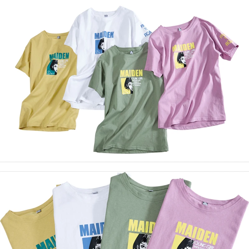 

Letter Print Summer T-Shirt Women Tshirt 2020 Short Sleeve Cotton Women Tops Korean Fashion T Shirt Woman Clothes Tee Shirt Femm