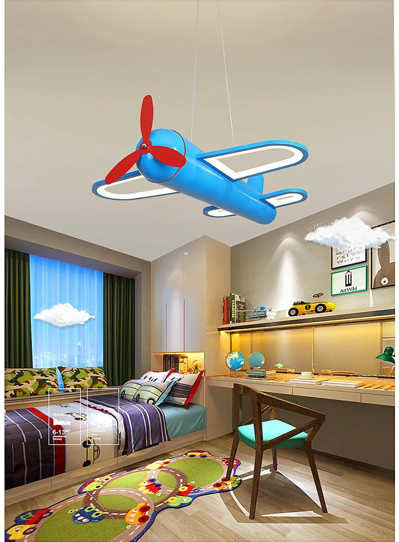 Светодиодная люстра с желтым самолетом подвесной светильник для детского сада