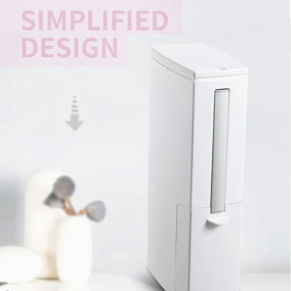 

3 In1 Narrow Trash Can Plastic Waste Bin With Toilet Brush Garbage Bucket Dustbin Kitchen Bathroom Cleaning Trash Bin Home Tools