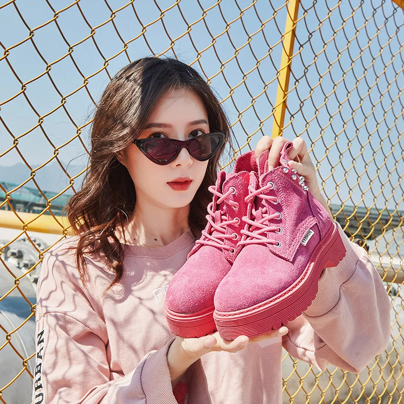 Fujin/женские ботинки Повседневные теплые зимние из натуральной коровьей кожи и