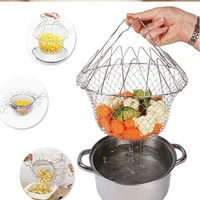 1pcs kitchen multifunctional drain basket stainless steel strainer french fries burger fried chicken tool kitchen accessories