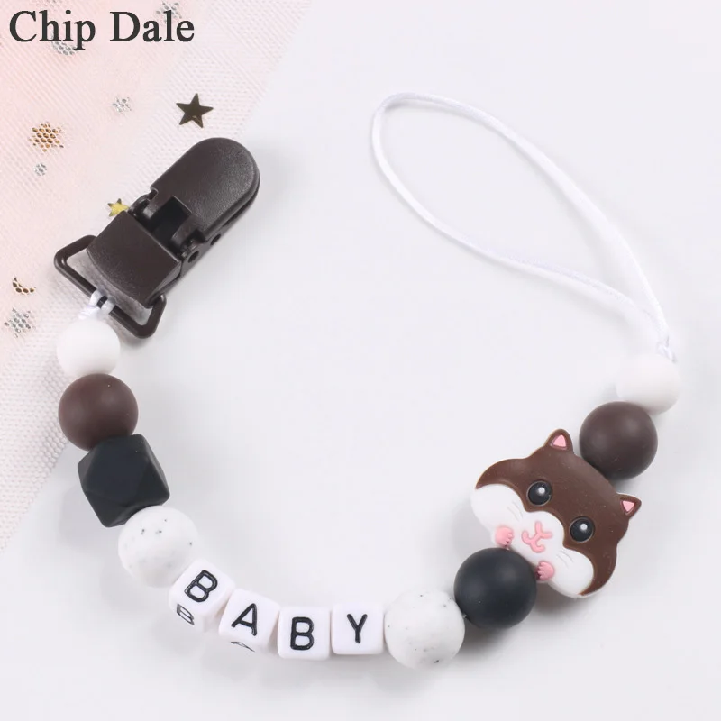 Регулируемая силиконовая цепочка с именем для хомяка зажимы пустышки детского