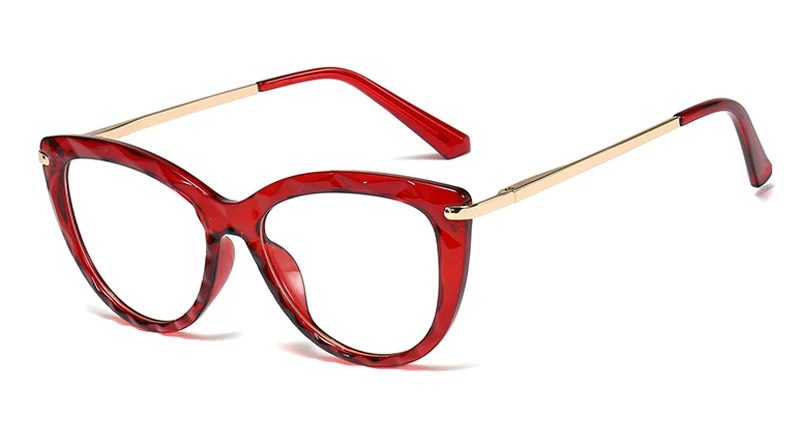red with clear Peekaboo tr90, женские очки по рецепту, женские, кошачий глаз, половина металла, золотые, черные, прозрачные очки, Женская оправа, прозрачные линзы - Цвет оправы: red with clear
