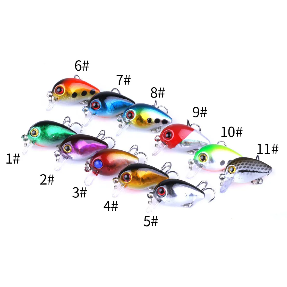 11Pcs Crank Fishing lures Wobbers For Fly Crankbaits Pesca With 10# Hooks Tackle Small Hard Baits 10 Colors | Спорт и развлечения