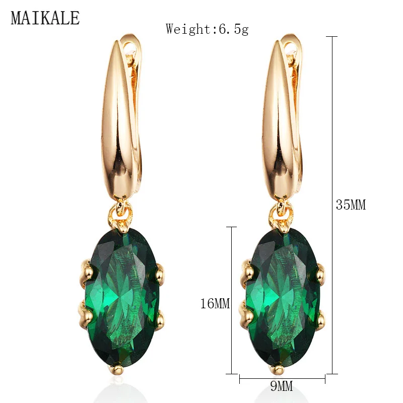 Женские классические серьги капельки MAIKALE с зеленым и синим цирконом корейская