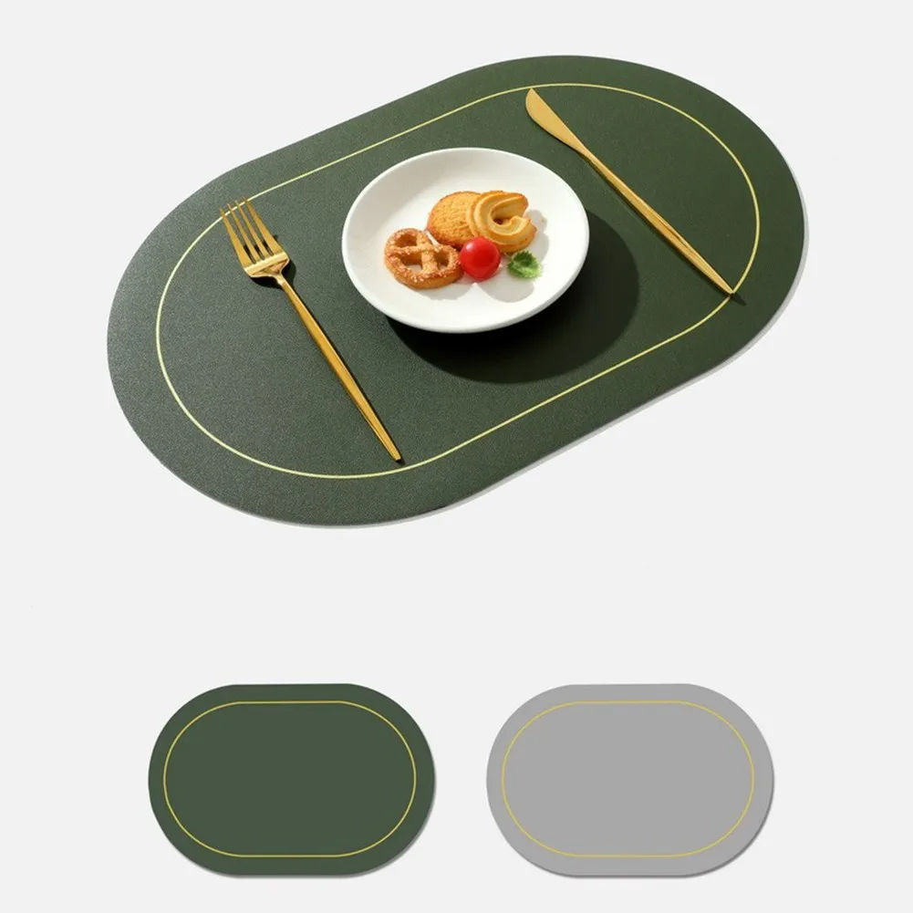 

1PC PVC Leather Table Mat Nordic Stripe Anti-slip Water-proof Double Side Colour Placemat Alas Dining Tablemat 45*30cm