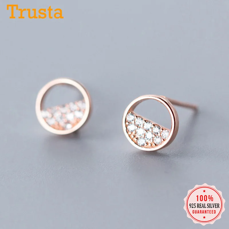 Серьги-гвоздики женские из серебра 925 пробы с круглыми фианитами | Украшения и