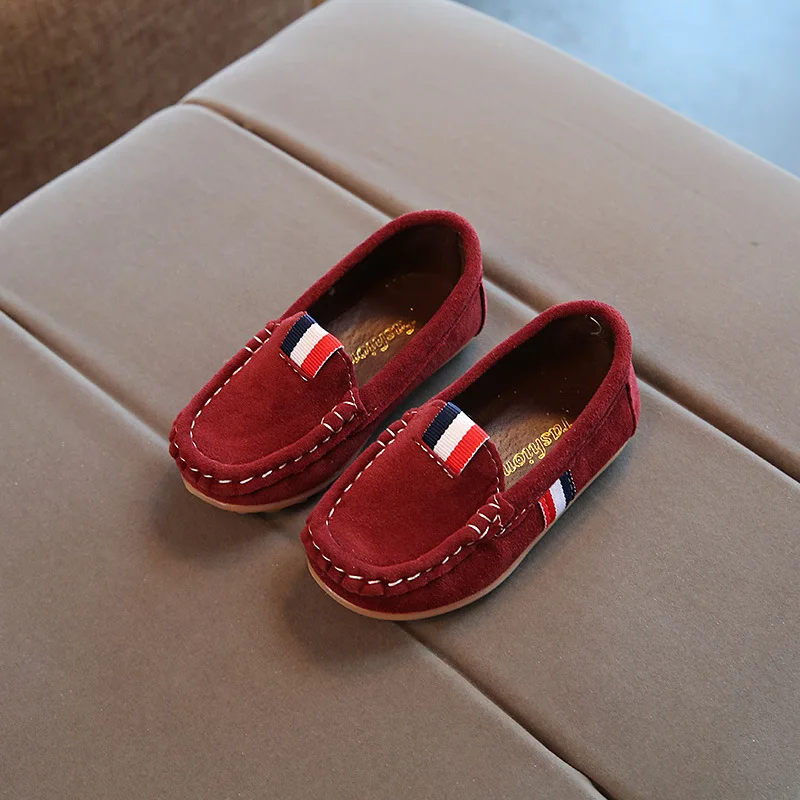 Unisex 2020 Suede girls footwear children Boys Shoes leather Toddler Baby Sneakers Slip On Brown/Green/Red/Yellow A11221 | Детская