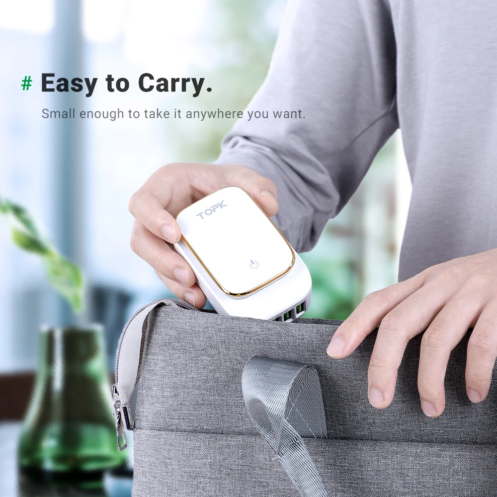 TOPK L-Power 4-портовый EU/US/UK/AU штекер 22 Вт USB зарядное устройство Светодиодный