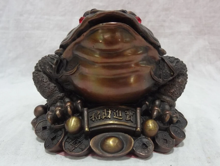 Voge gem S3669 китайские чистые бронзовые животные фэншуй монета богатства Hoptoad статуя