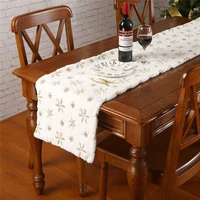christmas plush sequined table runner white plush christmas style dining table decorative cloth family cloth plush table runner
