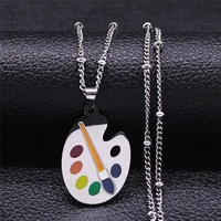 hobby oil painting plate stainless%c2%a0steel charm necklaces for women pendant necklace jewelry acero inoxidable joyeria nxs01