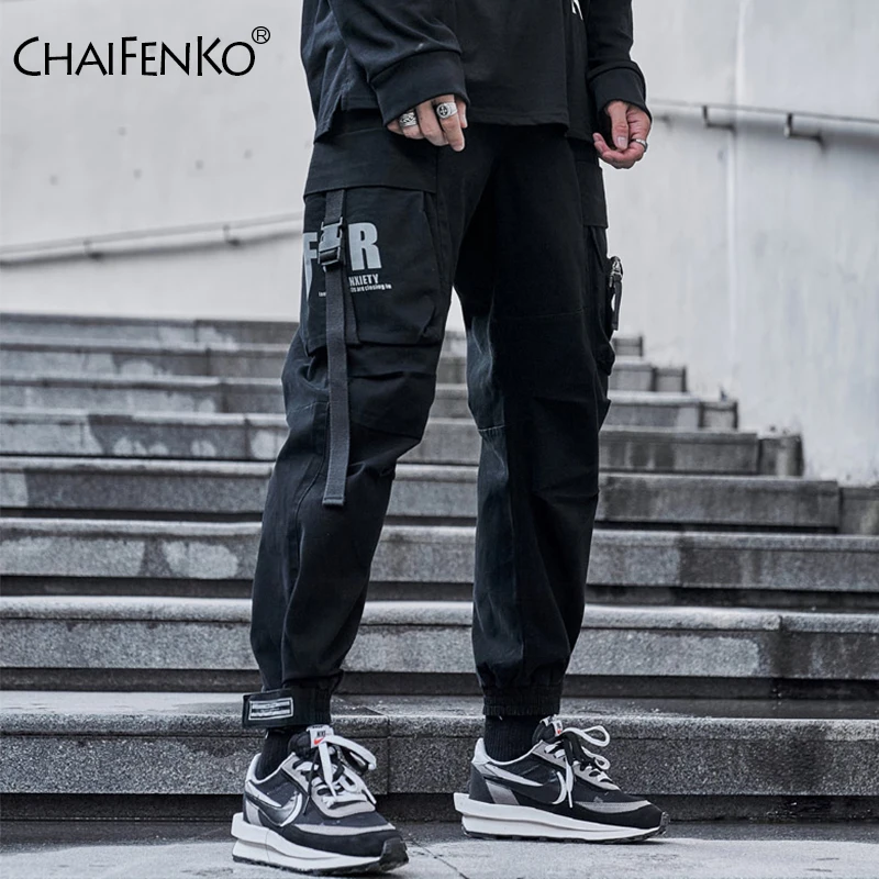 

CHAIFENKO Hip Hop Cargo Pants Men Fashion Harajuku Black Harem Pant Streetwear Joggers Sweatpant Multi-Pocket Casual Mens Pants