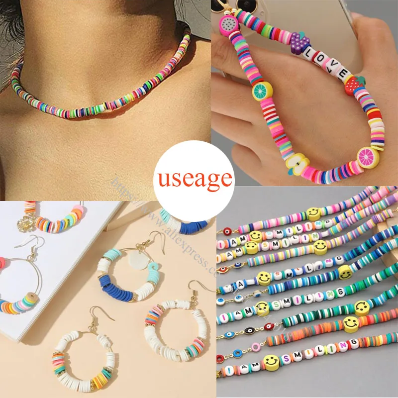 

4 6mm Flat Round Polymer Clay Beads Chip Disk Resin Loose Spacer Handmade Beads for DIY Jewelry Making Bracelets 350pcs/lot
