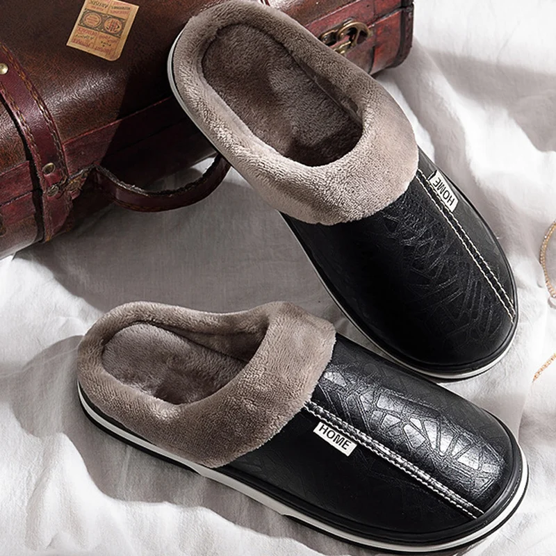 

Home slippers for men Memory Foam Wear resistant winter man's slippers Short Plush Comfortable fur slippers men