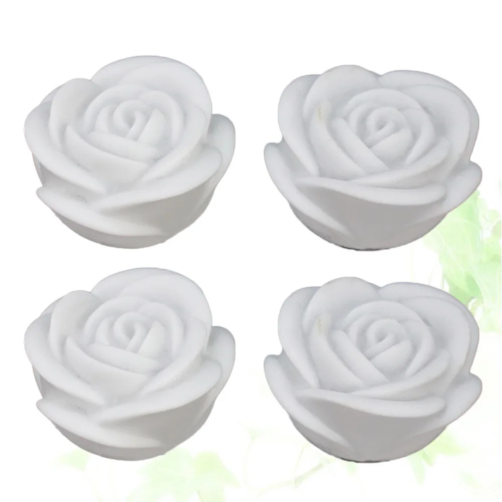 

4pcs Colorful Rose Light Night Light Water Floating Rose Candle Light for Wedding Event Decoration Floating Candle Light (White)