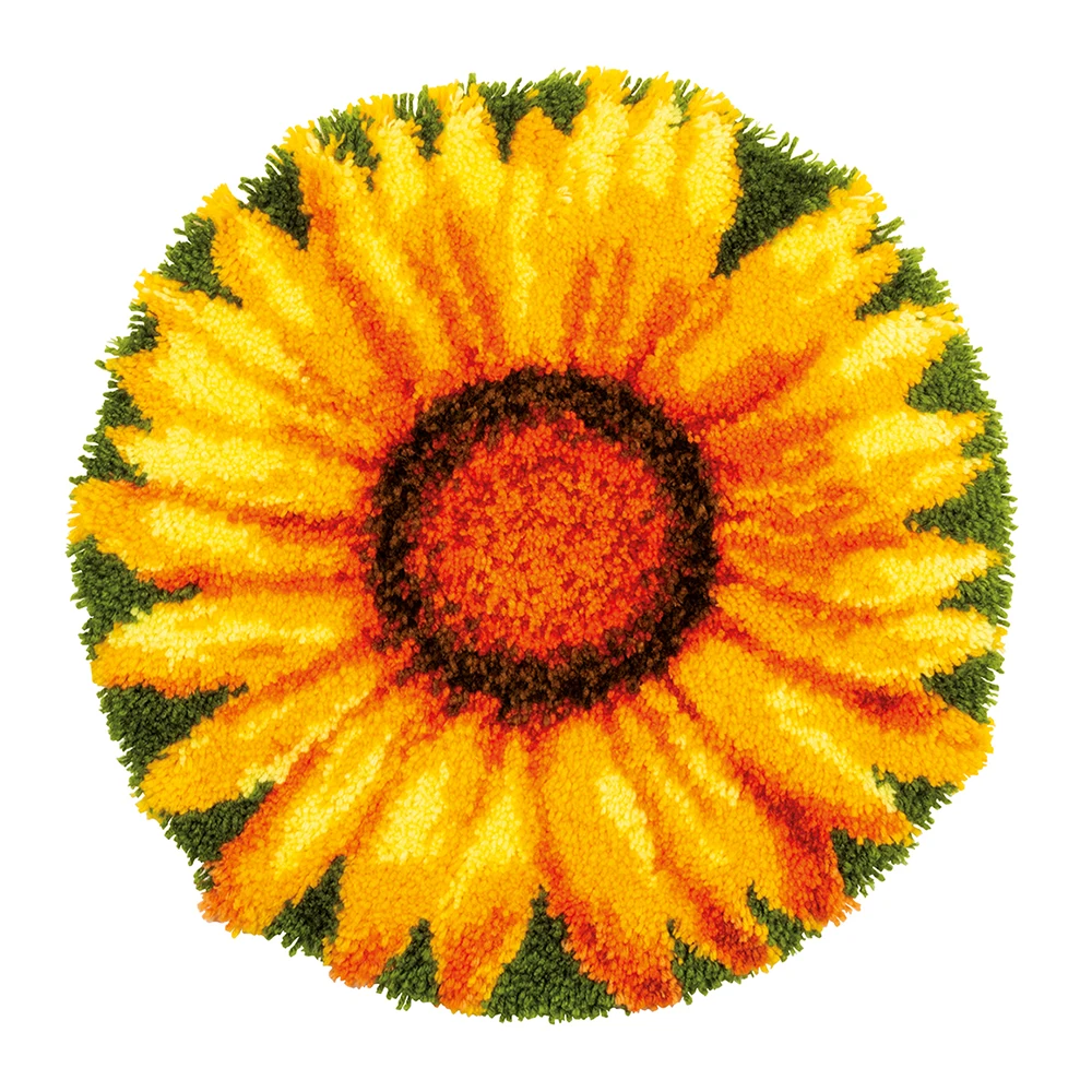 

Latch Hook Rug Kits for Adults/Beginners with Preprinted Sunflower Canvas Pattern Shaggy Includes Hook Tool