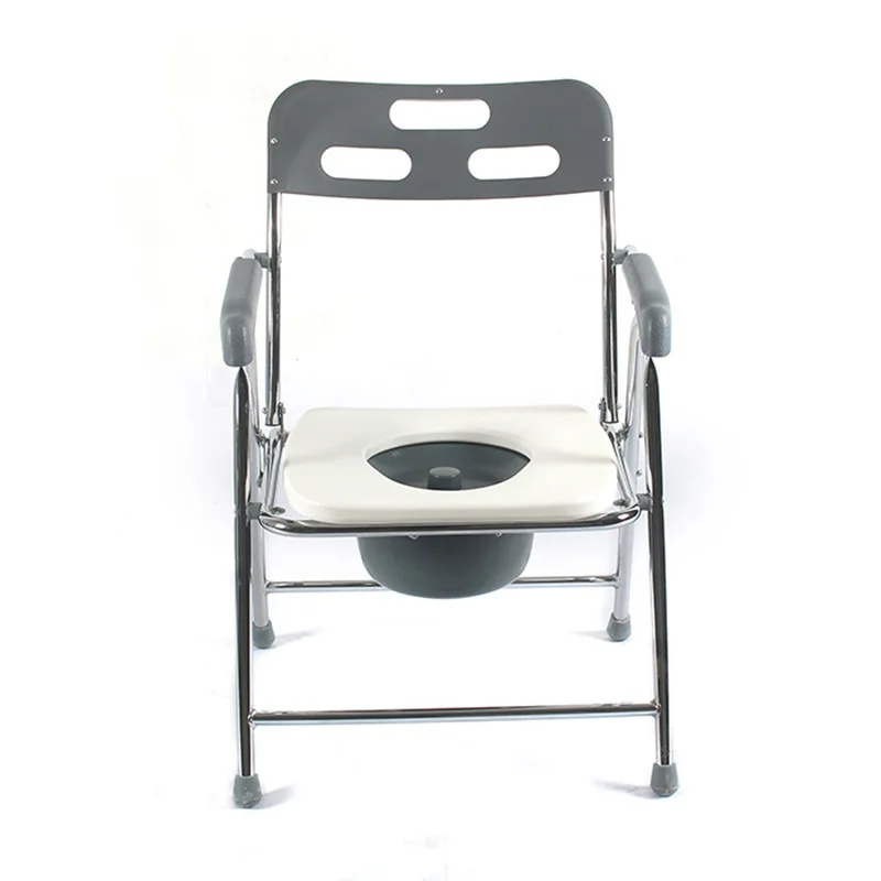 Folding waterproof bathroom chair pregnant women Middle-aged elderly people reinforce the toilet toilet chair with mobile seat