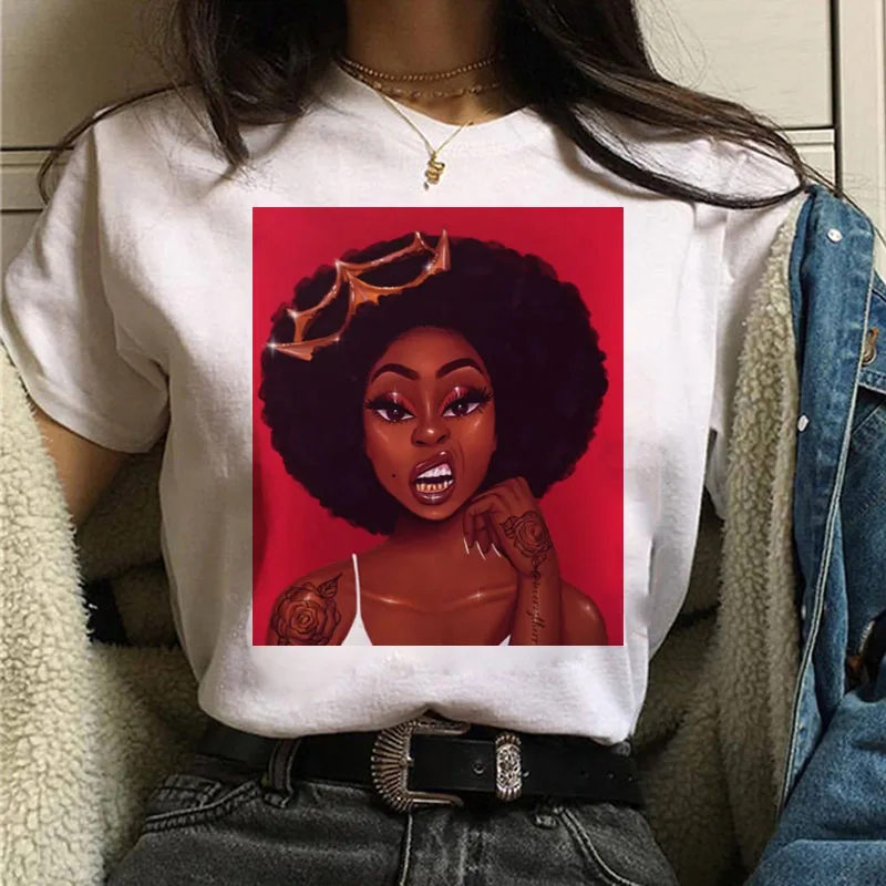 

The Melanin Bunch Funny Graphic T Shirts Women Vogue Urban Black Girl Print Tee Shirt 90s Best Friends Tshirt Female T-shirt Tee