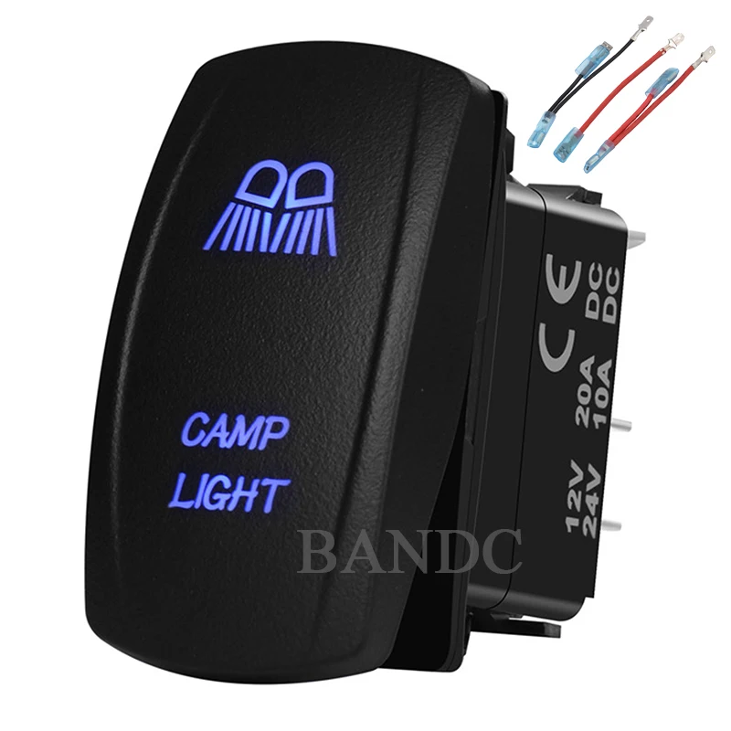 

Лагерь светильник кулисный переключатель с лазерной гравировкой 5P ВКЛ-ВЫКЛ SPST для автомобилей, лодок, грузовиков, Лиги, Водонепроницаемый, двойной синий светодиод, джемпер набор проводов