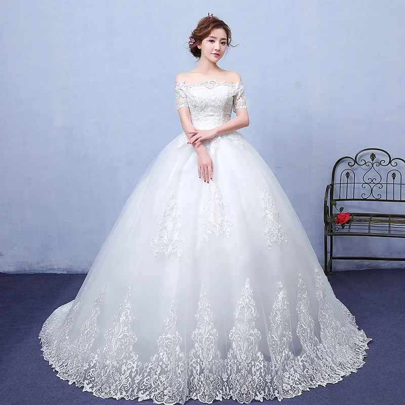 Женское роскошное кружевное свадебное платье с открытыми плечами vestido de