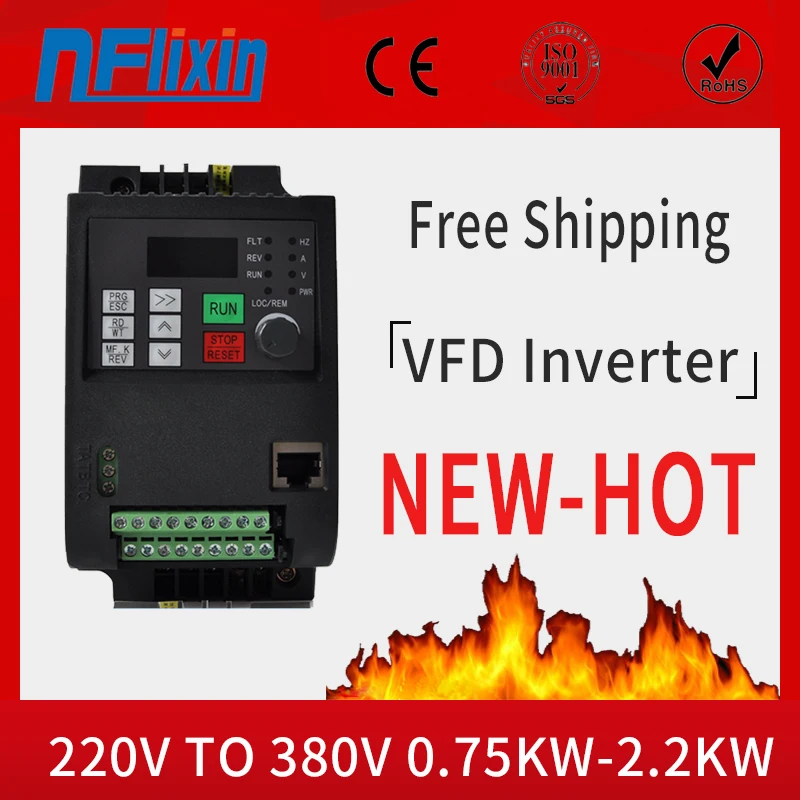 

VFD 1.5kw/2.2kw 220V TO 380V single phase 220v household INPUT and three phases 380v output Frequency inverter