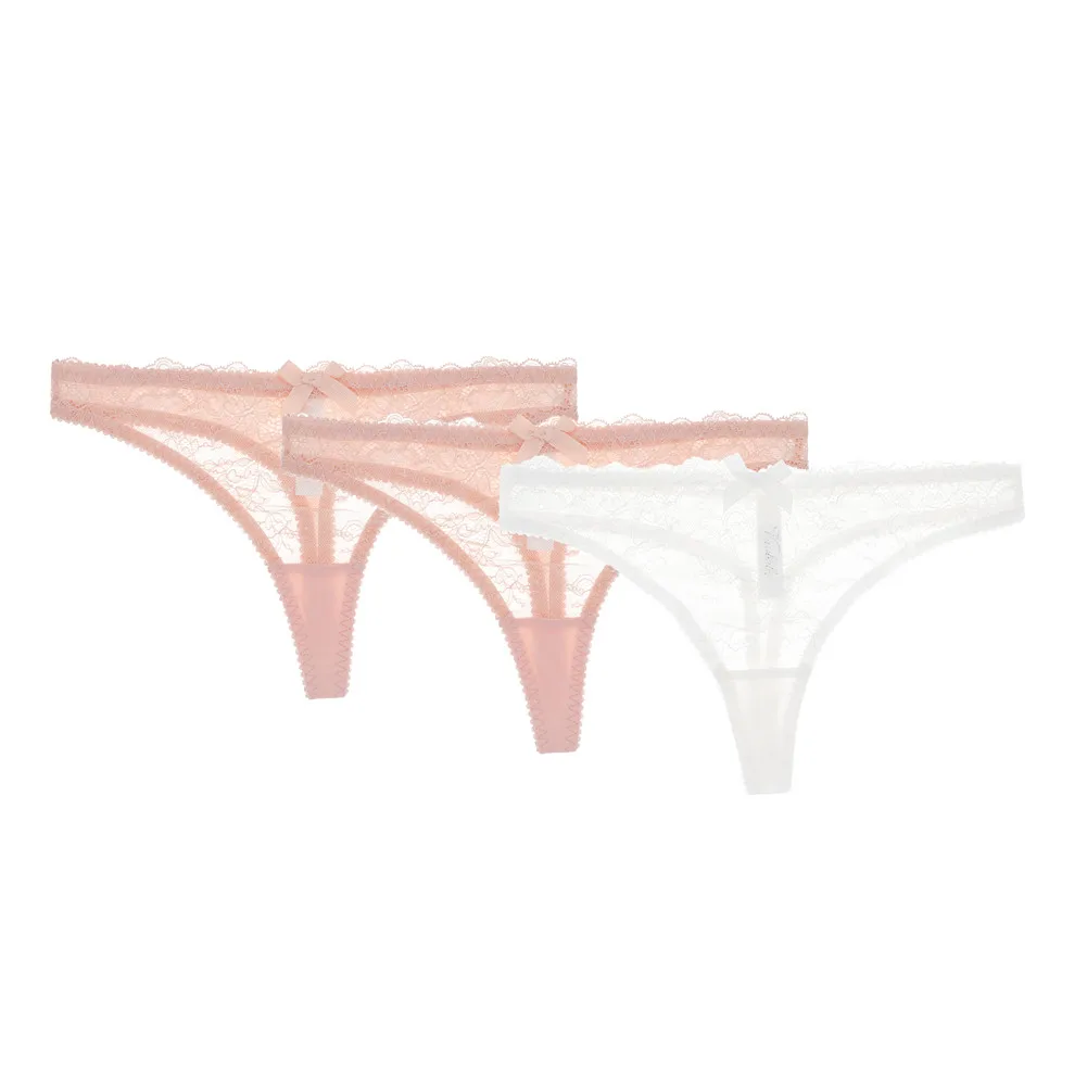 2 pink 1 white Varsbaby сексуальное облегающее кружевное платье-футляр для женщин в цветочек прозрачные стринги бант нижнее белье с низкой талией S-XL трусики 3 шт./упак. для дам - Цвет: 2 pink 1 white