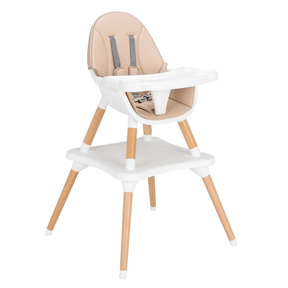 

Children's High Dining Chair Detachable 2-In-1 Table And Chair Innovative Design Beech Wood Plastic Beige/Gray/Navy Blue[US-W]