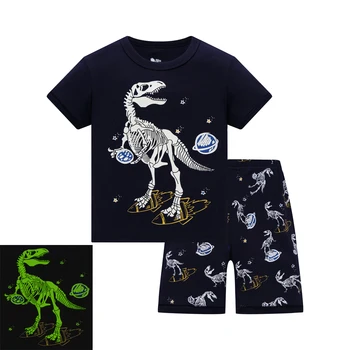 Fashion Summer Baby Boys 2-8Year Clothing Sets Childrens Clothes Pajama Suits Baby Sleepwears Suits Kids Cotton Shirts+Shorts 1